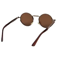 ARZONAI Mens Steampunk Round Sunglasses, Frame Colour:- Brown, Lens Colour- Brown (Medium) ndash; Pack of 1-thumb4