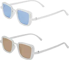 Arzonai Latest Combo | Pack of 2 Plastic Rectanguar UV Protection Sunglasses for Men  Boys (Blue, Brown)-thumb4