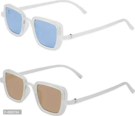 Arzonai Latest Combo | Pack of 2 Plastic Rectanguar UV Protection Sunglasses for Men  Boys (Blue, Brown)-thumb5