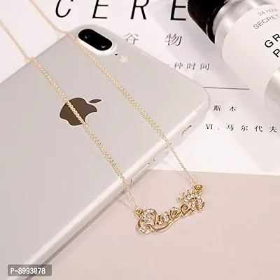 ARZONAI Trendy Fashion Alloy Necklace Simple Queen Pendant Chain Necklace For Women Girls-thumb2