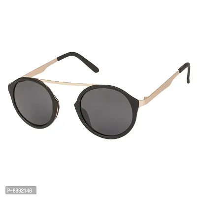Arzonai Fisher Round Shape Black-Black UV Protection Sunglasses For Men  Women [MA-009-S1 ]