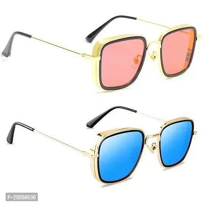 Modern Multicoloured Metal Sunglasses Pack Of 2