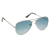 Stylish Classic Aviator Shape Silver-Green Uv Protection Sunglasses For Women-thumb1