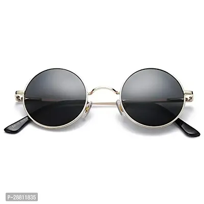 Stylish Metal Black Round Sunglasses For Women-thumb0