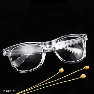 Trendy Wayfarer Square Shape Plastic Stylish Sunglasses For Women (Transparent-Transparent)