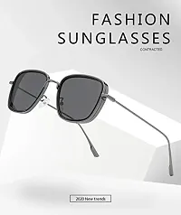 Modern Black Metal Sunglasses-thumb1