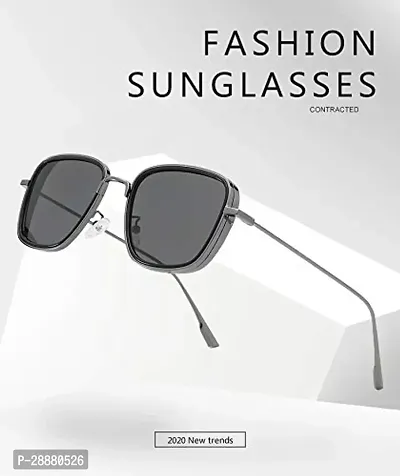 Modern Black Metal Sunglasses-thumb2