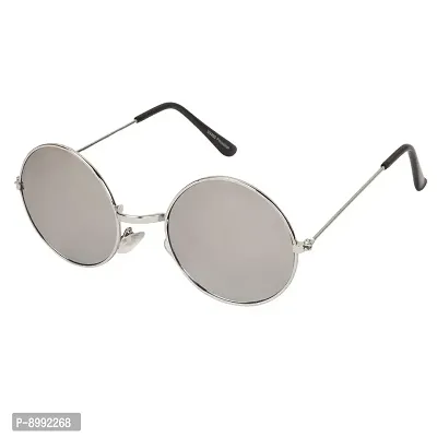 Arzonai Hammond Round Shape Silver-Silver Mirrored UV Protection Sunglasses For Men  Women [MA-040-S16 ]