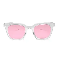 Retro Square Stylish Unisex Sunglasses (Transparent-Pink)-thumb4