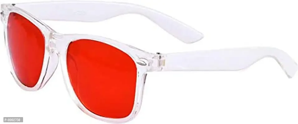 Arzonai Wayfarer Unisex Sunglasses , Transparent Frame, Red Lens, Pack of 1 (Medium)-thumb0