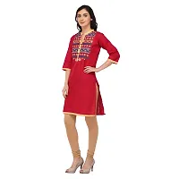 Arzonai Cotton Printed Casual  Ceremony Kurti for Women's (PINK)-thumb2