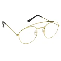 Arzonai Stylum Oval Shape Golden-Transparent UV Protection Sunglasses | Frame For Men  Women [MA-096-S2 ]-thumb1