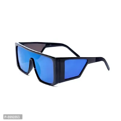 ARZONAI Men Square Sunglasses Blue Frame, Blue Lens (Large) - Pack of 1