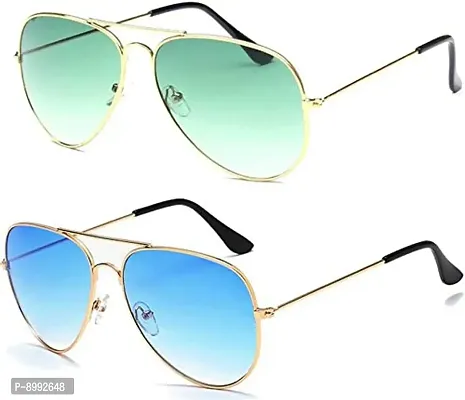 Arzonai Metal Aviator Sunglasses Pack of 2 (Medium)
