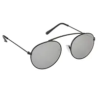 Arzonai Flynn Oval Shape Black-Silver Mirrored UV Protection Sunglasses For Men  Women [MA-199-S2 ]-thumb1