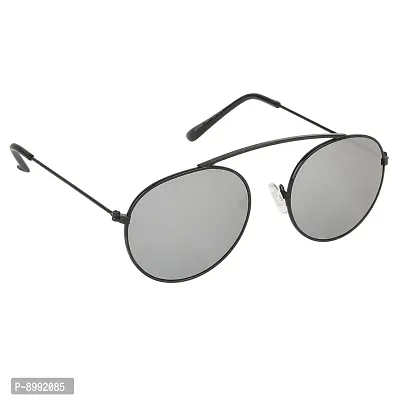 Arzonai Flynn Oval Shape Black-Silver Mirrored UV Protection Sunglasses For Men  Women [MA-199-S2 ]-thumb2