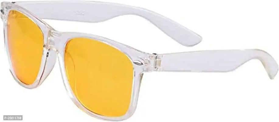 Trendy Wayfarer Square Shape Plastic Stylish Sunglasses For Women (Transparent-Yellow)