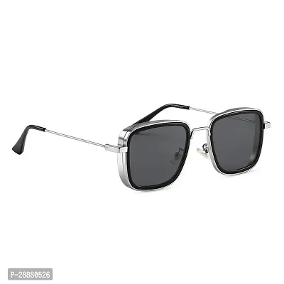 Modern Black Metal Sunglasses-thumb0