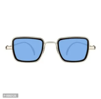 ARZONAI Unisex Metal Branded Stylish KABIR Singh Rectangular Sunglasses (Silver Blue), Medium-thumb4