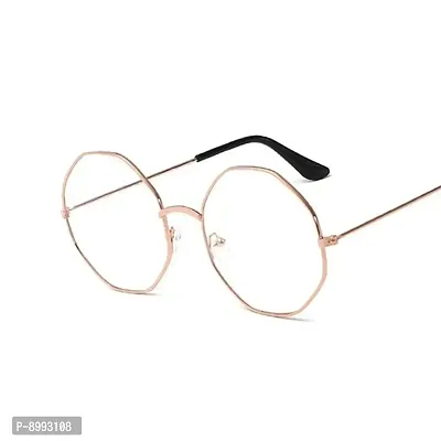 Arzonai UV Protection Octagonal Sunglasses/Frame For Men  Women (Golden-Transparent)