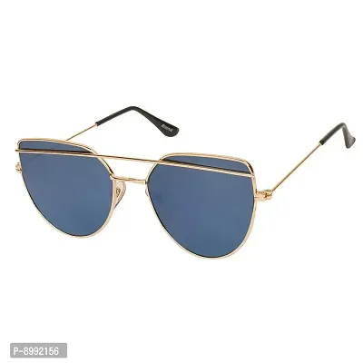 Arzonai Hayes Retro Square Shape Golden-Blue Mirrored UV Protection Sunglasses For Men  Women [MA-034-S9 ]