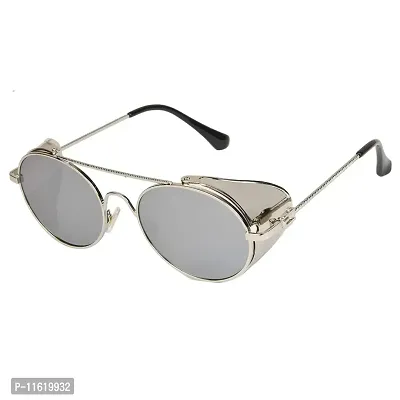 oval sunglasses silver metal retro Goth Steampunk style - Hi Tek Webstore