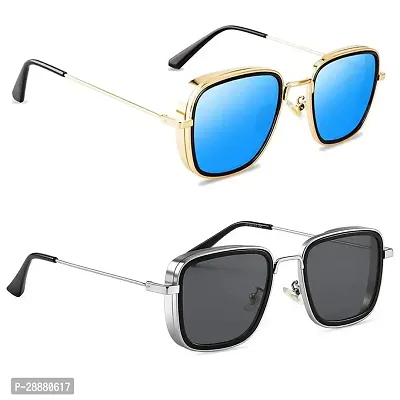 Modern Multicoloured Metal Sunglasses Pack Of 2