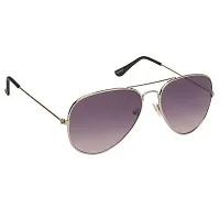 Stylish Classic Aviator Shape Silver-Black Uv Protection Sunglasses For Women-thumb1