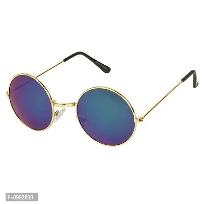 Arzonai Hammond Round Shape Golden-Green Mirrored UV Protection Sunglasses For Men  Women [MA-040-S4 ]-thumb0