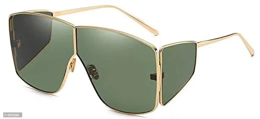 Arzonai Badhshh Shahid Kapoor Metal Square Sunglasses Golden Frame, Green Lens (Large) Pack of 1