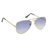 Stylish Classic Aviator Shape Golden-Blue Uv Protection Sunglasses For Women-thumb1