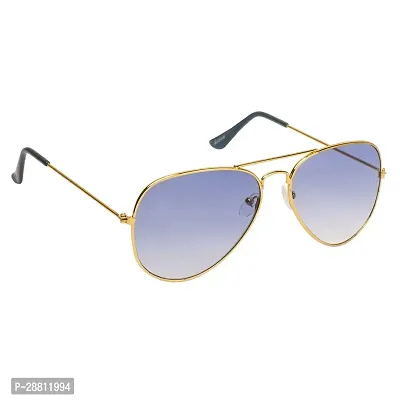 Stylish Classic Aviator Shape Golden-Blue Uv Protection Sunglasses For Women-thumb2