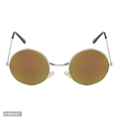 Arzonai Hammond Round Shape Silver-Yellow Mirrored UV Protection Sunglasses For Men  Women [MA-040-S13 ]-thumb3