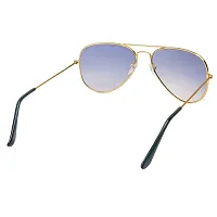 Stylish Classic Aviator Shape Golden-Blue Uv Protection Sunglasses For Women-thumb4