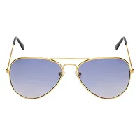 Stylish Classic Aviator Shape Golden-Blue Uv Protection Sunglasses For Women-thumb2