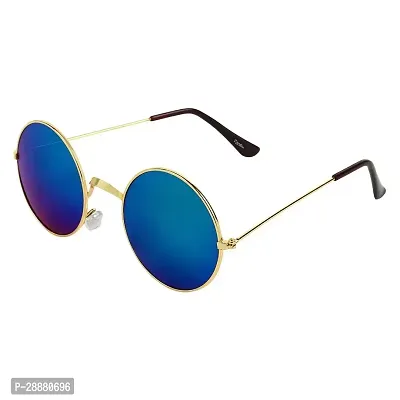 Modern Blue Metal Sunglasses-thumb2