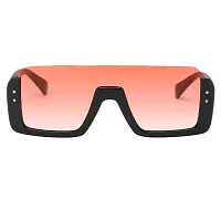 ARZONAI Shahid Kapoor | Sahil khan SQUARE Retro Sunglasses Black Frame, Orange lens (Large) ndash; Pack of 1-thumb1