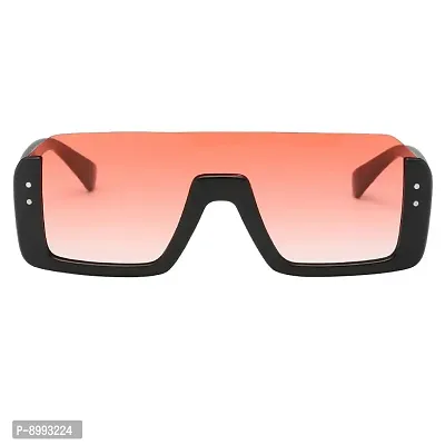 ARZONAI Shahid Kapoor | Sahil khan SQUARE Retro Sunglasses Black Frame, Orange lens (Large) ndash; Pack of 1-thumb2