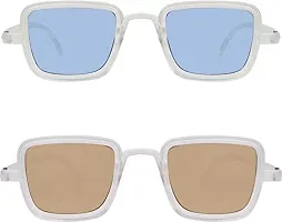 Arzonai Latest Combo | Pack of 2 Plastic Rectanguar UV Protection Sunglasses for Men  Boys (Blue, Brown)-thumb1