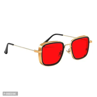 Arzonai Carryminati Mens Square Sunglasses Golden Frame, Red  Brown Lens (Medium) Pack of 2-thumb4