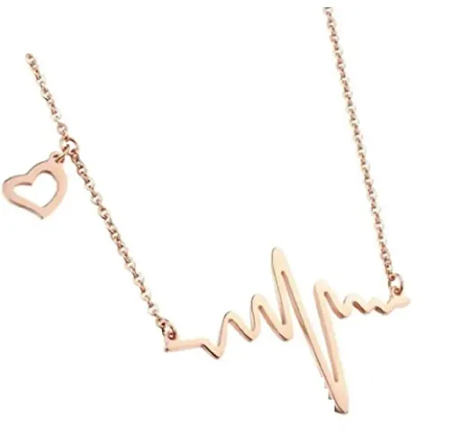 ITS Simple Electrocardiogram Clavicle Necklace Heart Chain Pendant,