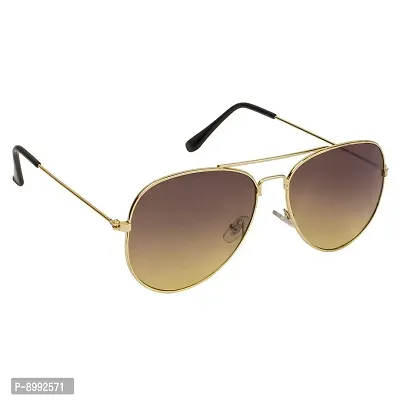 Arzonai Classics Aviator Shape Golden-Brown UV Protection Sunglasses For Men  Women [MA-007-S21 ]-thumb0