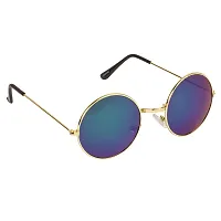 Arzonai Hammond Round Shape Golden-Green Mirrored UV Protection Sunglasses For Men  Women [MA-040-S4 ]-thumb1