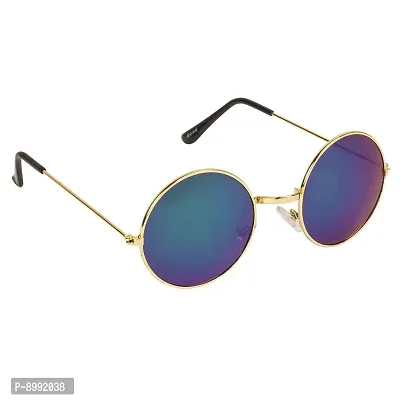 Arzonai Hammond Round Shape Golden-Green Mirrored UV Protection Sunglasses For Men  Women [MA-040-S4 ]-thumb2