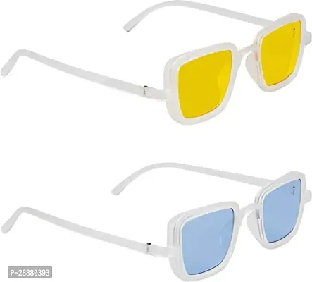 Modern Multicoloured Plastic Sunglasses Pack Of 2