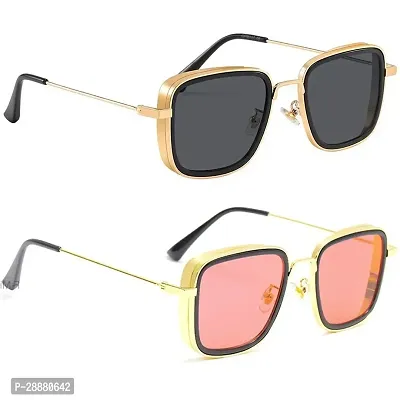 Modern Multicoloured Metal Sunglasses Pack Of 2