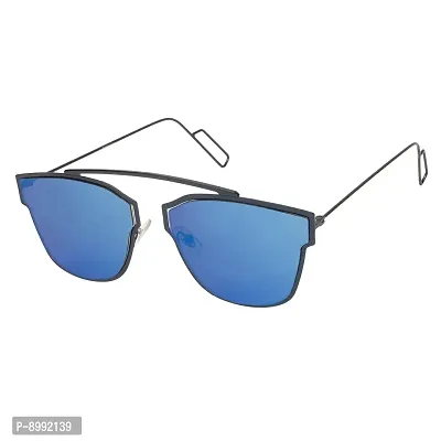 Arzonai Dempsey Square Shape Blue-Blue Mirrored UV Protection Sunglasses For Men  Women [MA-028-S3 ]