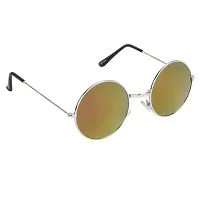 Arzonai Hammond Round Shape Silver-Yellow Mirrored UV Protection Sunglasses For Men  Women [MA-040-S13 ]-thumb1