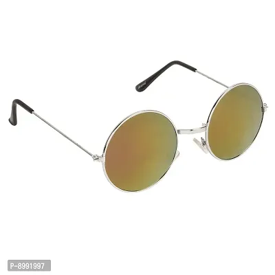 Arzonai Hammond Round Shape Silver-Yellow Mirrored UV Protection Sunglasses For Men  Women [MA-040-S13 ]-thumb2