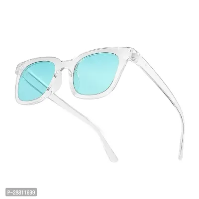 Retro Square Stylish Unisex Sunglasses (Transparent-Green)